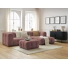 Image de Canapé d'angle fixe CLOUD avec pouf rose angle droit BOBOCHIC 3 places
