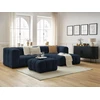 Image de Canapé d'angle fixe CLOUD avec pouf bleu foncé angle droit BOBOCHIC 3 places