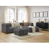 Image de Canapé d'angle fixe CLOUD avec pouf gris foncé angle droit BOBOCHIC 3 places