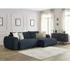 Image de Canapé d'angle convertible coffre LUCIEN gros côtelé doux bleu foncé angle droit BOBOCHIC 4 places
