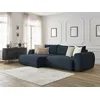 Image de Canapé d'angle convertible coffre LUCIEN gros côtelé doux bleu foncé angle gauche BOBOCHIC 4 places