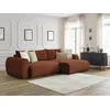 Image de Canapé d'angle convertible coffre LUCIEN gros côtelé doux orange angle droit BOBOCHIC 4 places