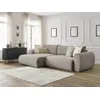Image de Canapé d'angle convertible coffre LUCIEN gros côtelé doux taupe angle gauche BOBOCHIC 4 places