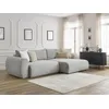 Image de Canapé d'angle convertible coffre LUCIEN gros côtelé doux gris clair angle droit BOBOCHIC 4 places
