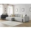 Image de Canapé d'angle convertible coffre LUCIEN gros côtelé doux gris clair angle gauche BOBOCHIC 4 places