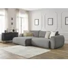 Image de Canapé d'angle convertible coffre LUCIEN gros côtelé doux gris foncé angle gauche BOBOCHIC 4 places