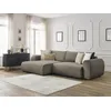 Image de Canapé d'angle convertible coffre LUCIEN tissu lisse taupe angle gauche BOBOCHIC 4 places