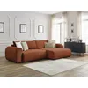 Image de Canapé d'angle convertible coffre LUCIEN tissu lisse orange angle droit BOBOCHIC 4 places