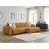 Image de Canapé d'angle convertible coffre LUCIEN tissu lisse jaune angle droit BOBOCHIC 4 places
