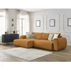 Image de Canapé d'angle convertible coffre LUCIEN tissu lisse jaune angle gauche BOBOCHIC 4 places