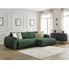 Image de Canapé d'angle convertible coffre LUCIEN tissu lisse vert angle droit BOBOCHIC 4 places