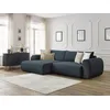 Image de Canapé d'angle convertible coffre LUCIEN tissu lisse bleu foncé angle gauche BOBOCHIC 4 places