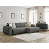 Image de Canapé d'angle convertible coffre LUCIEN tissu lisse gris foncé angle droit BOBOCHIC 4 places