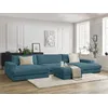 Image de Canapé panoramique fixe LEONARD velours côtelé avec pouf bleu clair BOBOCHIC 7 places