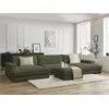 Image de Canapé panoramique fixe LEONARD velours côtelé avec pouf vert clair BOBOCHIC 7 places