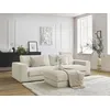 Image de Canapé droit fixe 3 places LEONARD velours côtelé avec pouf beige BOBOCHIC