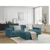 Image de Canapé droit fixe 3 places LEONARD velours côtelé avec pouf bleu clair BOBOCHIC