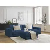 Image de Canapé droit fixe 3 places LEONARD velours côtelé avec pouf bleu foncé BOBOCHIC