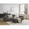 Image de Canapé droit fixe 3 places LEONARD velours côtelé avec pouf marron BOBOCHIC