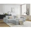 Image de Canapé droit fixe 3 places LEONARD velours côtelé avec pouf gris clair BOBOCHIC