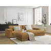 Image de Canapé d'angle fixe LEONARD velours côtelé avec pouf jaune angle droit BOBOCHIC 5 places