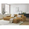 Image de Canapé d'angle fixe LEONARD velours côtelé avec pouf jaune angle gauche BOBOCHIC 5 places