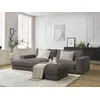 Image de Canapé d'angle fixe LEONARD velours côtelé avec pouf marron angle gauche BOBOCHIC 5 places