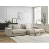 Image de Canapé d'angle fixe LEONARD tissu texturé beige angle droit BOBOCHIC 4 places