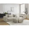 Image de Canapé droit fixe 3 places LEONARD tissu texturé avec pouf beige BOBOCHIC