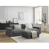 Image de Canapé droit fixe 3 places LEONARD tissu texturé avec pouf gris foncé BOBOCHIC