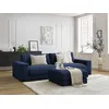 Image de Canapé droit fixe 3 places LEONARD tissu texturé avec pouf bleu foncé BOBOCHIC