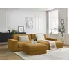 Image de Canapé d'angle fixe LEONARD tissu texturé avec pouf jaune angle droit BOBOCHIC 5 places