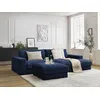 Image de Canapé d'angle fixe LEONARD tissu texturé avec pouf bleu foncé angle droit BOBOCHIC 5 places
