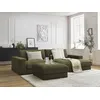Image de Canapé d'angle fixe LEONARD tissu texturé avec pouf vert angle droit BOBOCHIC 5 places