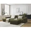 Image de Canapé d'angle fixe LEONARD tissu texturé avec pouf vert angle gauche BOBOCHIC 5 places