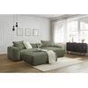 Image de Canapé d'angle réversible ultra moelleux BOHEME velours côtelé avec pouf vert réversible BOBOCHIC 3 places