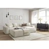 Image de Canapé d'angle réversible ultra moelleux BOHEME tissu chiné avec pouf beige réversible BOBOCHIC 3 places