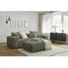 Image de Canapé droit fixe 3 places ultra moelleux BOHEME velours côtelé avec pouf vert BOBOCHIC