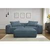 Image de Canapé droit fixe 3 places ultra moelleux BOHEME velours côtelé avec pouf bleu foncé BOBOCHIC
