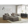 Image de Canapé droit fixe 3 places ultra moelleux BOHEME velours côtelé avec pouf taupe BOBOCHIC