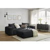 Image de Canapé droit fixe 3 places ultra moelleux BOHEME velours côtelé avec pouf noir BOBOCHIC