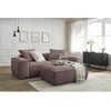 Image de Canapé droit fixe 3 places ultra moelleux BOHEME tissu chiné avec pouf rose BOBOCHIC