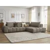 Image de Canapé d'angle fixe EVEREST tissu texturé taupe angle droit BOBOCHIC 4 places