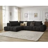Image de Canapé d'angle fixe EVEREST tissu texturé noir angle gauche BOBOCHIC 4 places