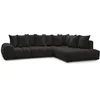 Image de Canapé d'angle fixe EVEREST tissu texturé noir angle droit BOBOCHIC 4 places