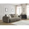 Image de Canapé droit convertible coffre LUCIEN tissu lisse taupe BOBOCHIC 3 places