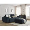 Image de Canapé droit convertible coffre LUCIEN gros côtelé doux avec pouf bleu foncé BOBOCHIC 4 places