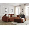 Image de Canapé droit convertible coffre LUCIEN gros côtelé doux avec pouf orange BOBOCHIC 4 places