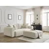 Image de Canapé droit convertible coffre LUCIEN tissu lisse avec pouf beige BOBOCHIC 4 places