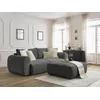 Image de Canapé droit convertible coffre LUCIEN tissu lisse avec pouf gris foncé BOBOCHIC 4 places